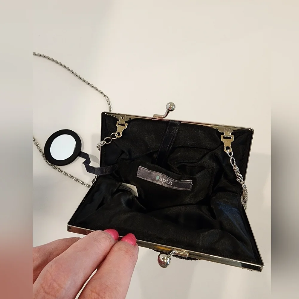 Apt. 9 Black Beaded Clamshell Evening Bag - Picture 3 of 3